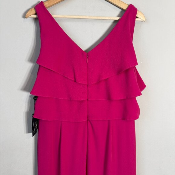 Adrianna Papell Ruffle Crepe Maxi Gown Women's 10 Pink Formal Dress Party NWT - Picture 9 of 16